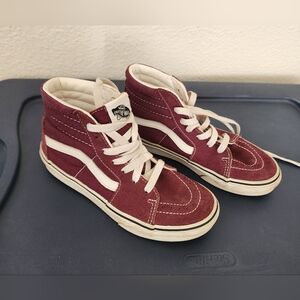 Vans Kids High-Top Sneakers - Maroon and White
